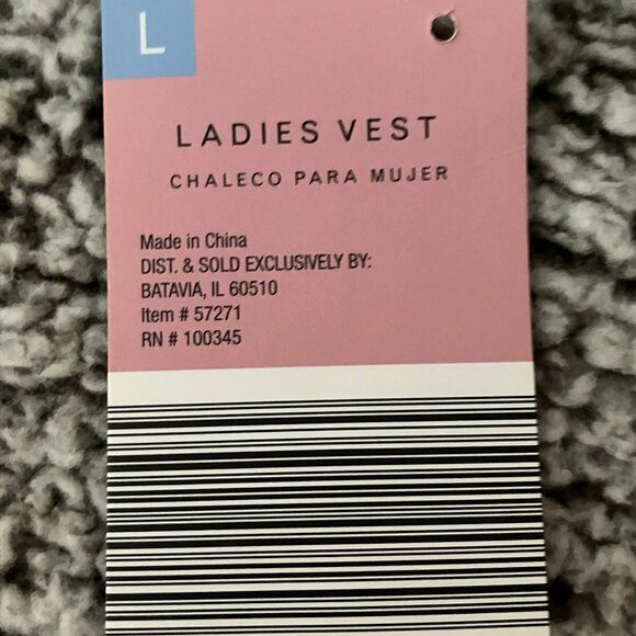 SERRA Ladies' Fur Vest Hoodie Gray color  2 side pockets Polyester Open front - Picture 8 of 15